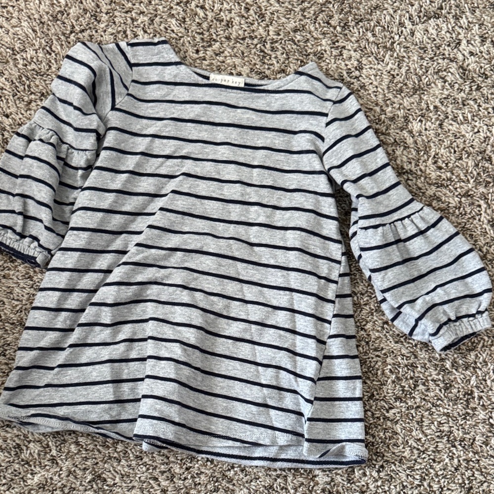 Copper Key Striped Gray and Black Kids Top